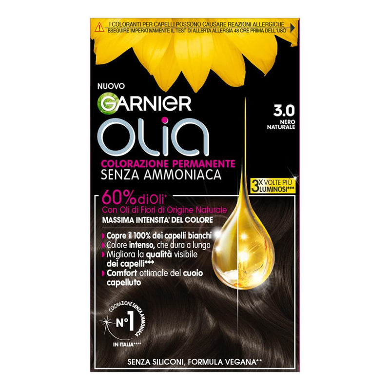 Garnier Olia Hair Dye, Ammonia Free, Covers 100% White Hair, Vegan Formula Formula, Brown
