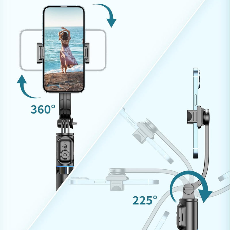 QIRITA Selfie Stick, 41 Inch Extendable Selfie Stick Tripod for Smartphone with Detachable Clip & Wireless Remote Control, 360° Rotation Selfie Stick Compatible with iPhone/Android/Samsung/GoPro