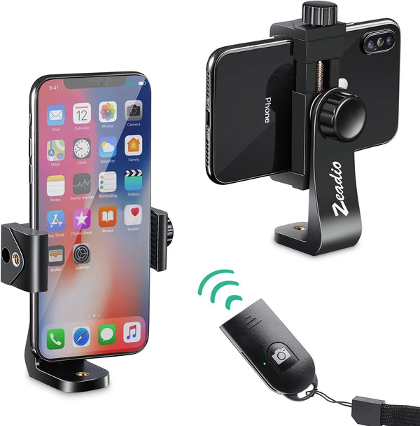 Zeadio smartphone adattatore treppiede,supporto del telefono cellulare adattatore avec obturateur à distance sans fil, pour tous les smartphones iPhone et Android
