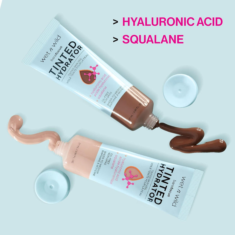 Wet n Wild, Bare Focus Tinted Hydrator, Coloured Moisturizing Face Cream with Hyaluronic Acid and Vegan Squalan, Light Texture, Medium Coverage and Bright Matte Finish, Light Medium