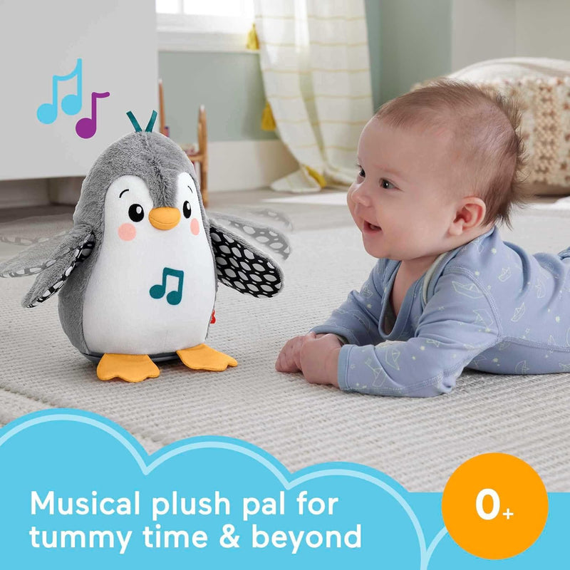 Fisher-Price - Sweet Penguin Cuddles Sensory Toy with Music and Moving Wings for Tummy Lying Interactive Play Toy for Kids 0+ Years HNC10