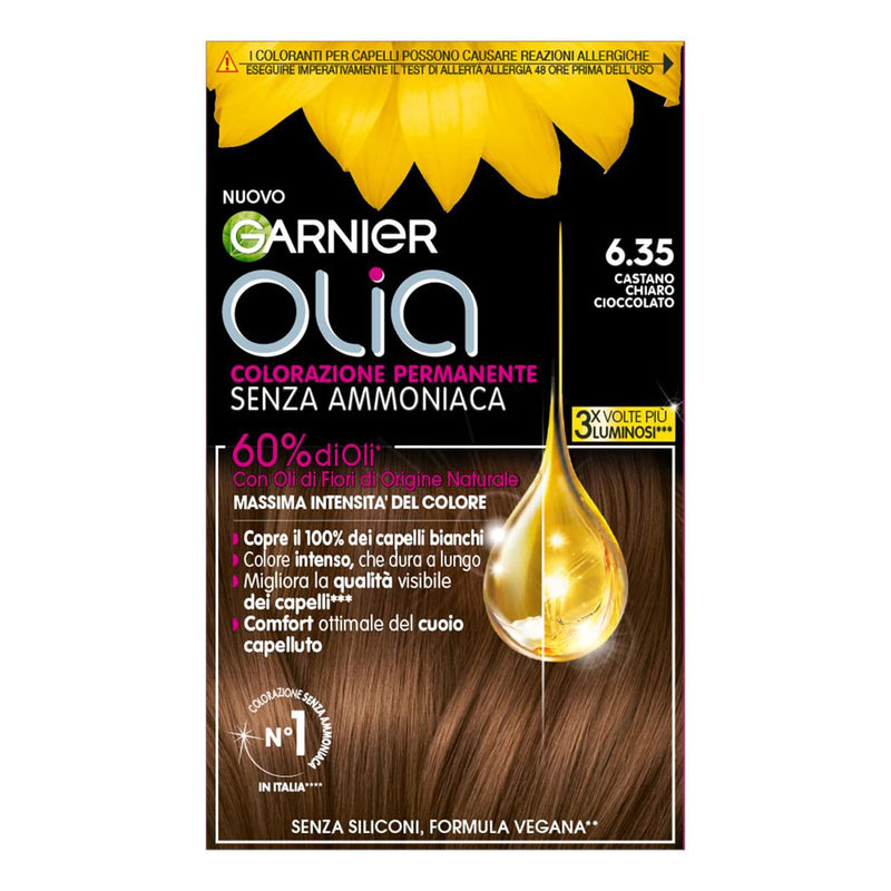 Garnier Olia Hair Dye, Ammonia Free, Covers 100% White Hair, Vegan Formula Formula, Brown