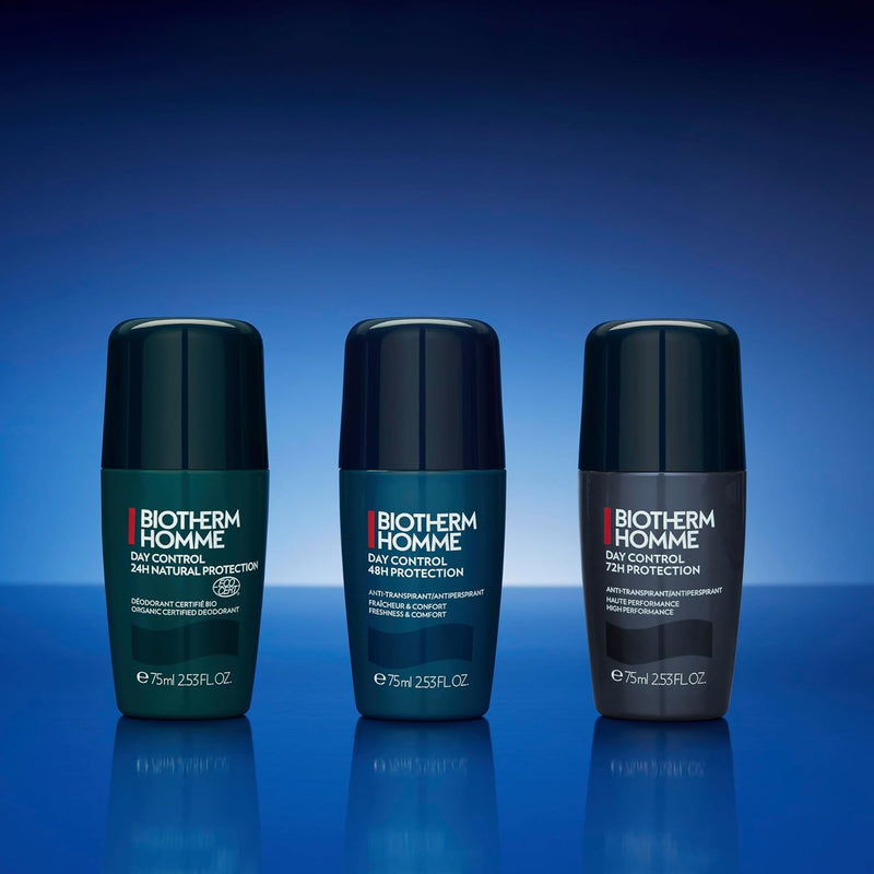 BIOTHERM HOMME Day Control Roll-on 72h, Deodorante Uomo Roll-On 72H, Per Tutti i Tipi di Pelle, Antitraspirante, Day Control, 75 ml (Confezione da 2)