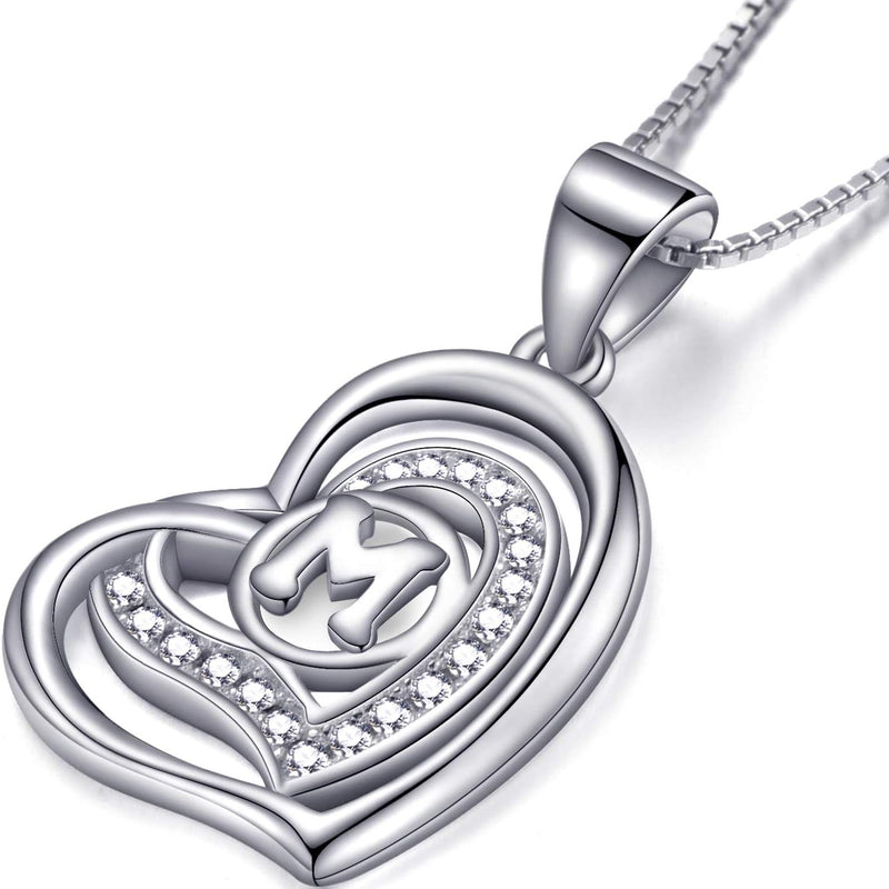 Morella Women's Heart Necklace with Different Letters with White Cubic Zirconia 46 cm 925 Silver Rhodium-Plated