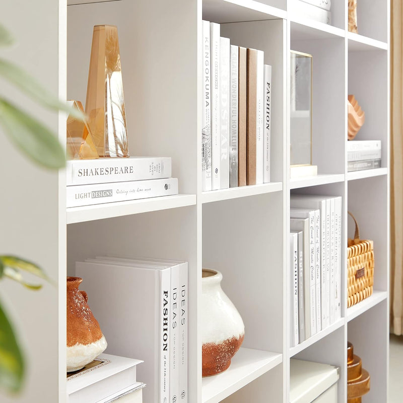 VASAGLE Libreria a 6 Cubi, Scaffale Espositore per Decorazioni, Souvenir, Piante, per Studio, Ufficio, Soggiorno, 30 x 65,5 x 97,5 cm, Bianco LBC203D