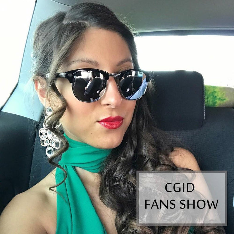 CGID MJ56 Classic Polarized Half Frame Sunglasses with Metal Rivets for Men and Women