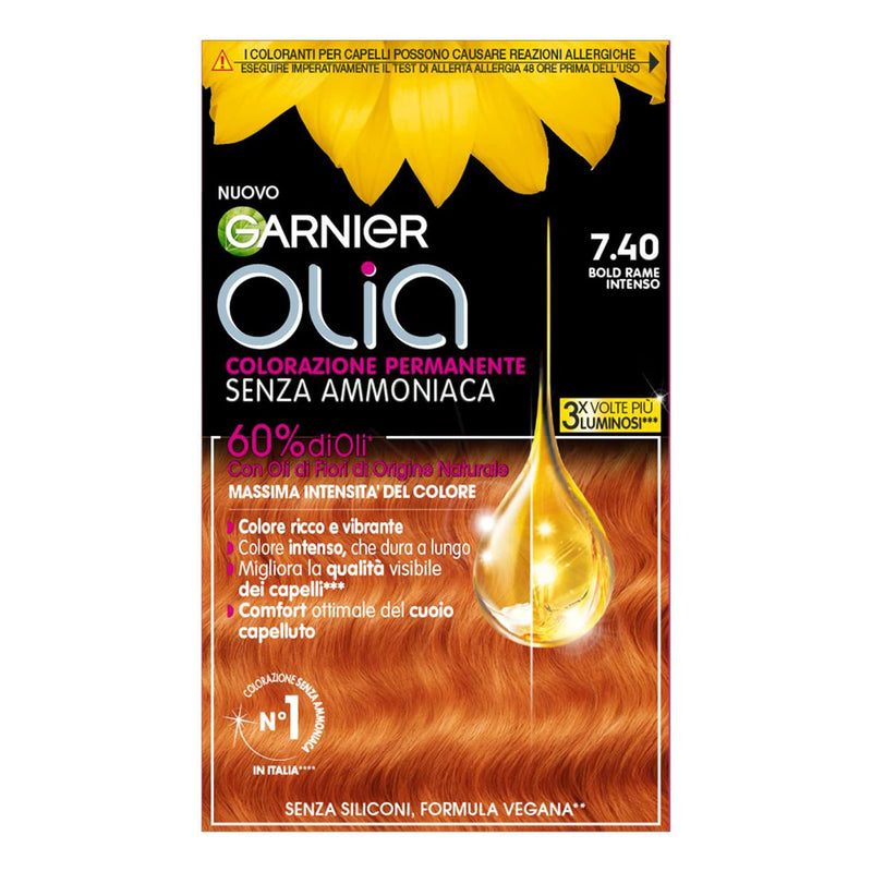 Garnier Olia Hair Dye, Ammonia Free, Covers 100% White Hair, Vegan Formula Formula, Brown