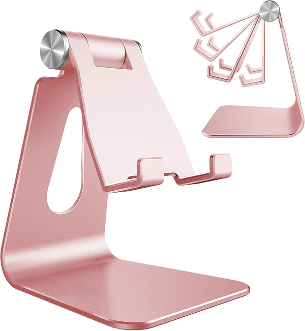 Lucrave Supporto per Telefono Regolabile, Supporto per Telefono Multi-Angolo per iPhone 16 15 14 13 Pro Max 12 11 Xs Max X 8 7 6 Plus Samsung S10, Tutti gli Smartphone (Oro Rosa)