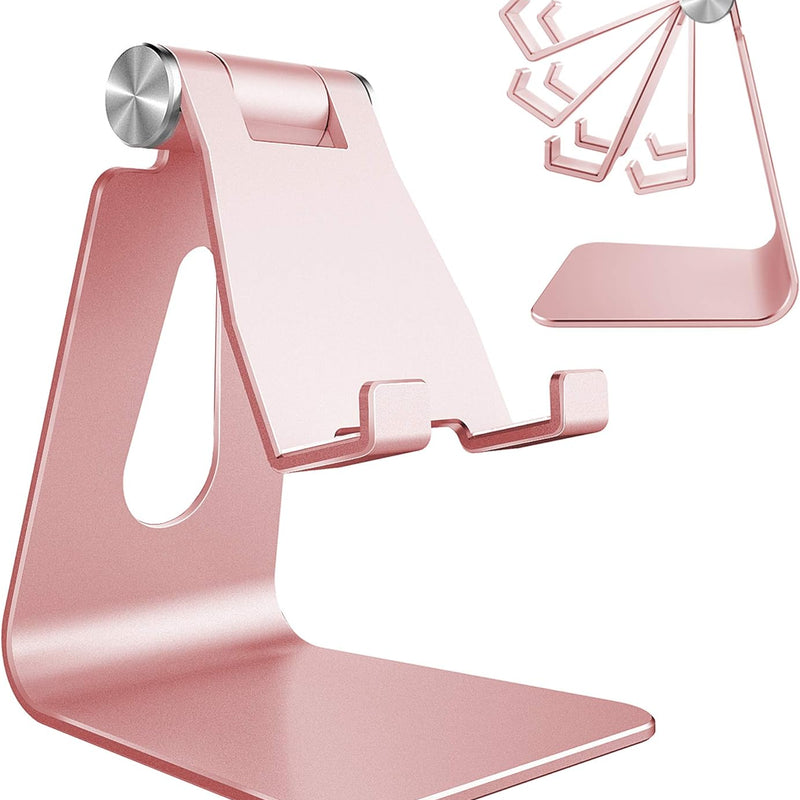 Lucrave Supporto per Telefono Regolabile, Supporto per Telefono Multi-Angolo per iPhone 16 15 14 13 Pro Max 12 11 Xs Max X 8 7 6 Plus Samsung S10, Tutti gli Smartphone (Oro Rosa)