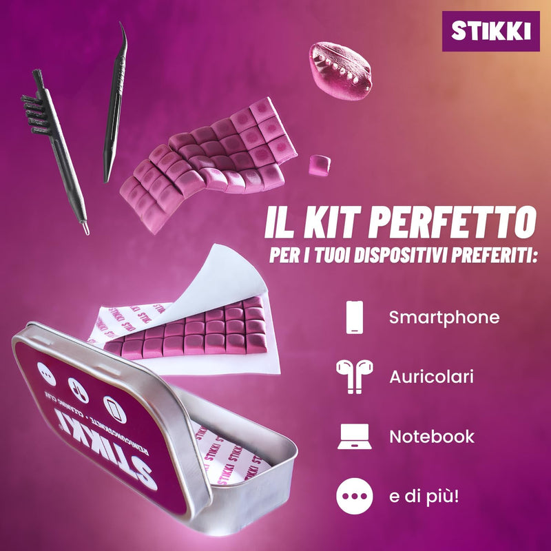STIKKI® Cleaning Paste for Mobile Phones, Smartphones, Headphones etc - Professional Cleaning Kit with Multifunction Tools Included