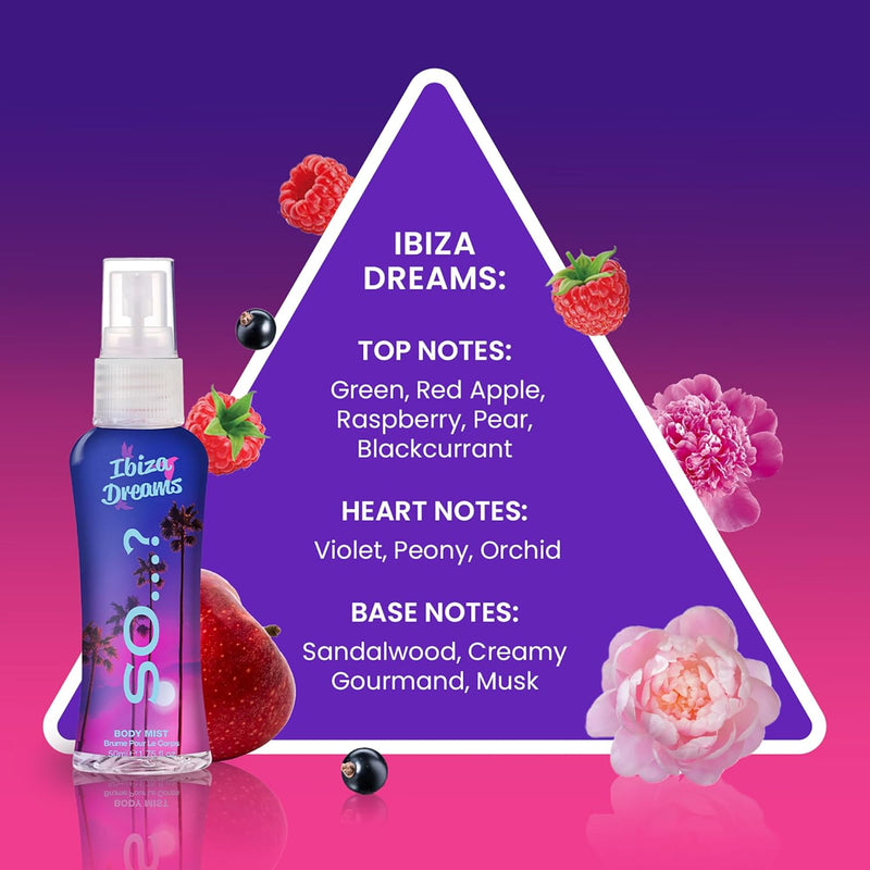 So…? Summer Escapes Womens Gift Sets Bundle, Body Mist Fragrance Spray (4x50ml)