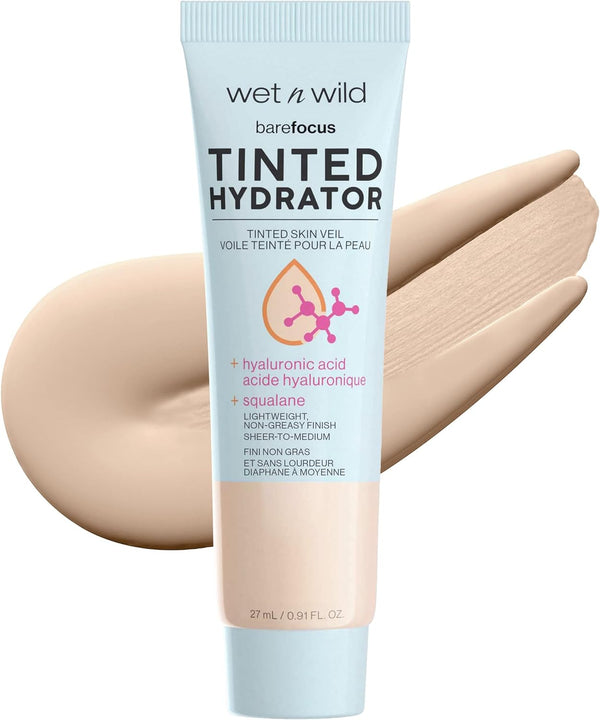 Wet n Wild, Bare Focus Tinted Hydrator, Coloured Moisturizing Face Cream with Hyaluronic Acid and Vegan Squalan, Light Texture, Medium Coverage and Bright Matte Finish, Light Medium
