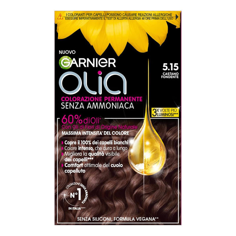 Garnier Olia Hair Dye, Ammonia Free, Covers 100% White Hair, Vegan Formula Formula, Brown