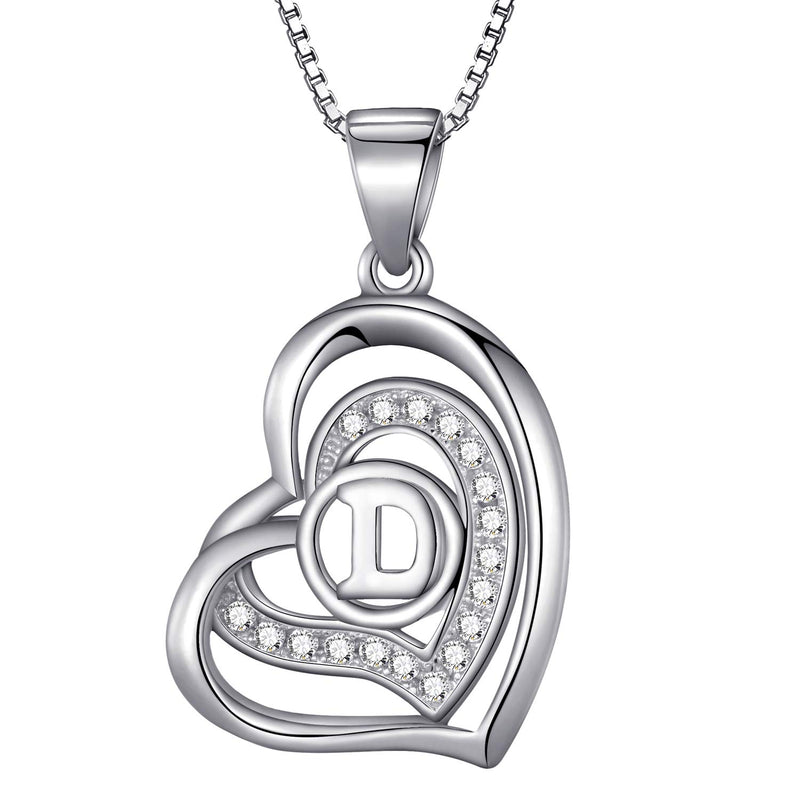 Morella Women's Heart Necklace with Different Letters with White Cubic Zirconia 46 cm 925 Silver Rhodium-Plated