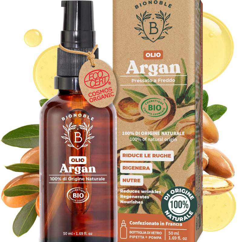 BIONOBLE Rosemary Oil for Organic Hair - Stimulates Growth and Reduces Loss - Rosemary, Castor, Argan and Jojoba Essential Oil - Rosemary Oil for Hair Growth - Glass Bottle + Pipette - 50 ml