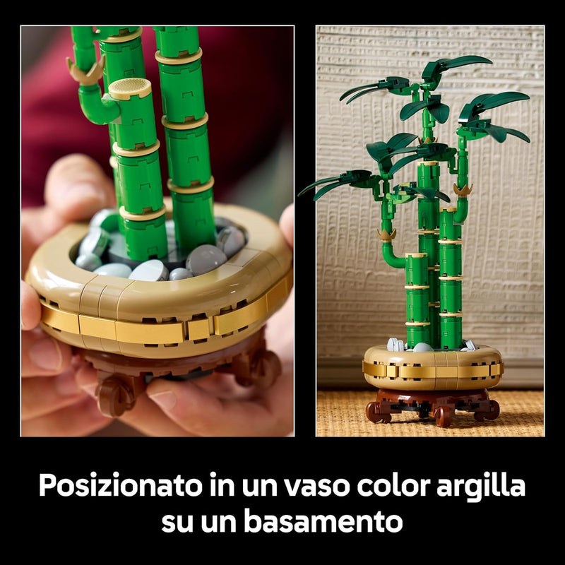 LEGO Botanicals Auspicious Bamboo Artificial Plant Indoor Decor with Fake Pot, Home Office Decor, Gift Idea for Women, Men and Adults by Botanical Collection 10344