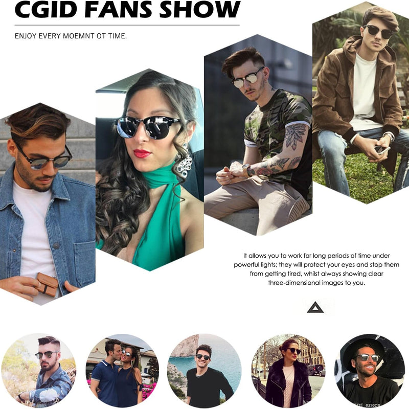 CGID MJ56 Classic Polarized Half Frame Sunglasses with Metal Rivets for Men and Women