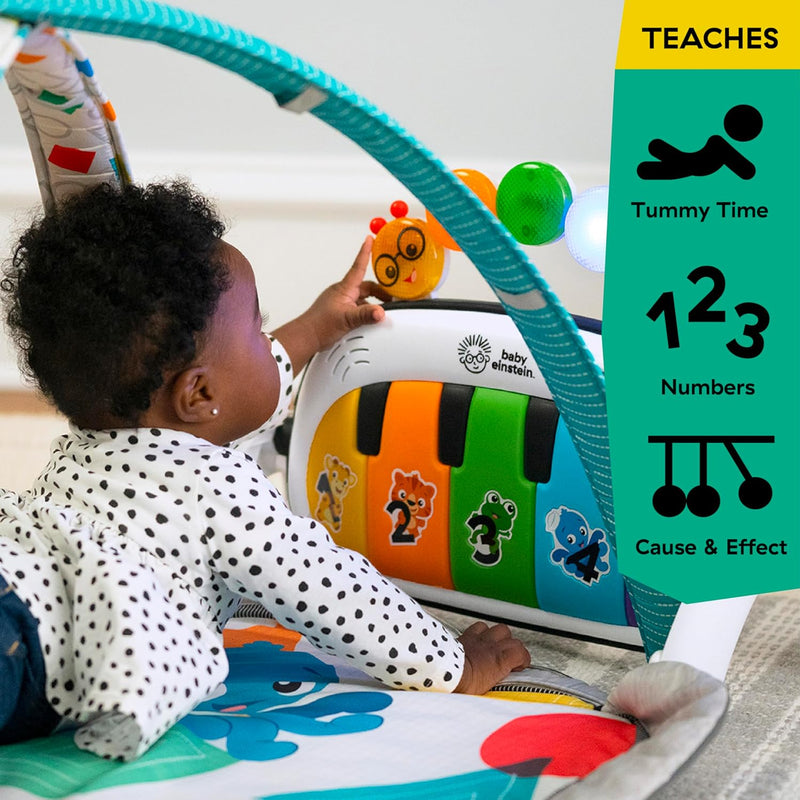 Baby Einstein, Kickin' Tunes 4 in 1 Kids Music Multi-Activity Gym with Piano, 70+ Sounds, 25+ Minutes Music and Lights, Play Arch, 7 Removable Toys, 4 Languages, for Babies