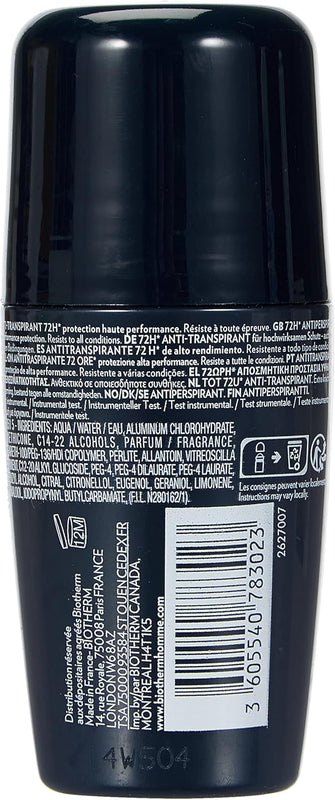 BIOTHERM HOMME Day Control Roll-on 72h, Deodorante Uomo Roll-On 72H, Per Tutti i Tipi di Pelle, Antitraspirante, Day Control, 75 ml (Confezione da 2)