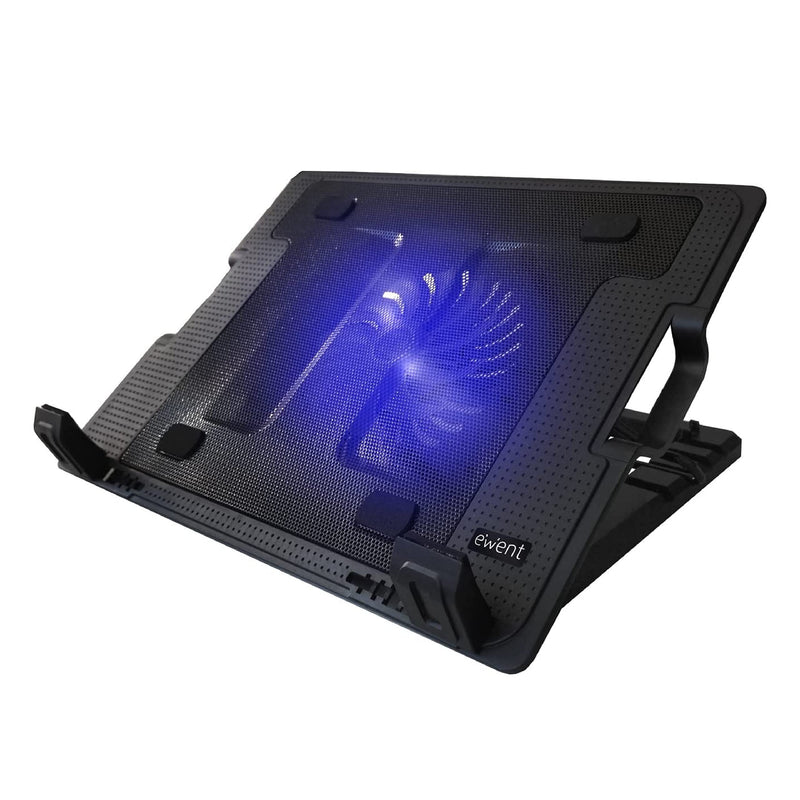 Ewent EW1259 Laptop Cooling System Stand for Notebook, MacBook 15.6 / 17 Inch with 5 Quiet Fans with Adjustable Speed and LED Light, 30 x 37 x 3.8 cm