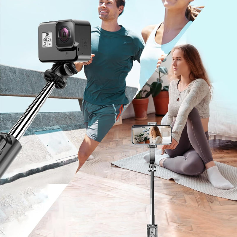 QIRITA Selfie Stick, 41 Inch Extendable Selfie Stick Tripod for Smartphone with Detachable Clip & Wireless Remote Control, 360° Rotation Selfie Stick Compatible with iPhone/Android/Samsung/GoPro