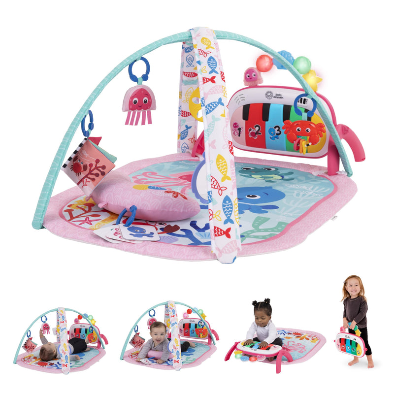 Baby Einstein, Kickin' Tunes 4 in 1 Kids Music Multi-Activity Gym with Piano, 70+ Sounds, 25+ Minutes Music and Lights, Play Arch, 7 Removable Toys, 4 Languages, for Babies