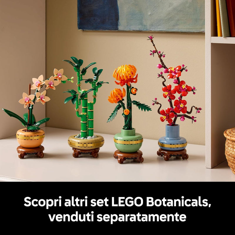 LEGO Botanicals Auspicious Bamboo Artificial Plant Indoor Decor with Fake Pot, Home Office Decor, Gift Idea for Women, Men and Adults by Botanical Collection 10344