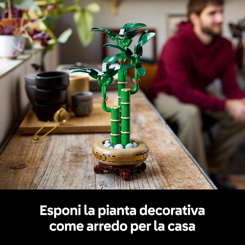 LEGO Botanicals Auspicious Bamboo Artificial Plant Indoor Decor with Fake Pot, Home Office Decor, Gift Idea for Women, Men and Adults by Botanical Collection 10344