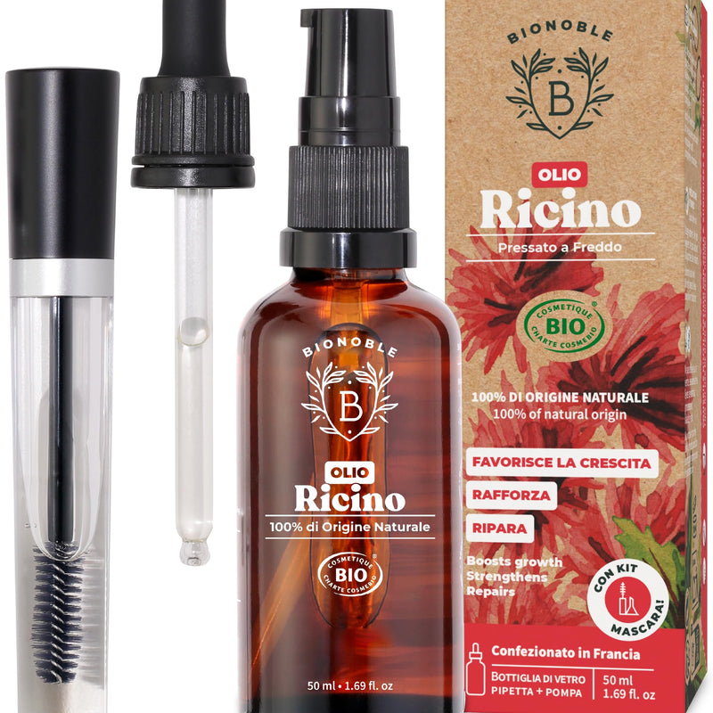 BIONOBLE Rosemary Oil for Organic Hair - Stimulates Growth and Reduces Loss - Rosemary, Castor, Argan and Jojoba Essential Oil - Rosemary Oil for Hair Growth - Glass Bottle + Pipette - 50 ml