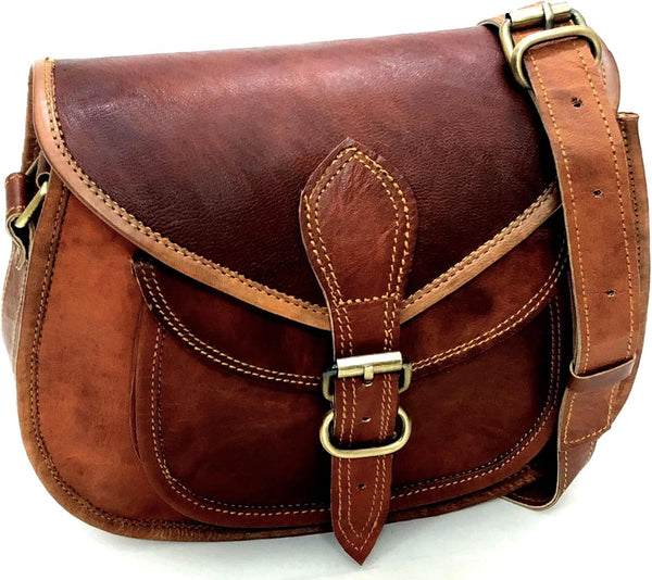 Firu-Handmade Borsa a tracolla da donna in vera pelle marrone, stile vintage, borsa a tracolla da viaggio