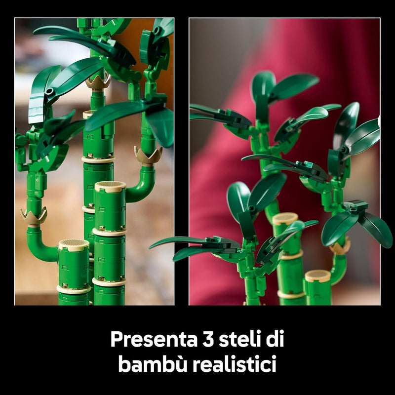LEGO Botanicals Auspicious Bamboo Artificial Plant Indoor Decor with Fake Pot, Home Office Decor, Gift Idea for Women, Men and Adults by Botanical Collection 10344