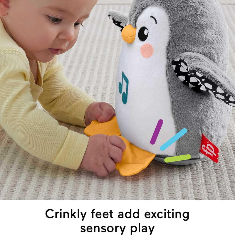 Fisher-Price - Sweet Penguin Cuddles Sensory Toy with Music and Moving Wings for Tummy Lying Interactive Play Toy for Kids 0+ Years HNC10