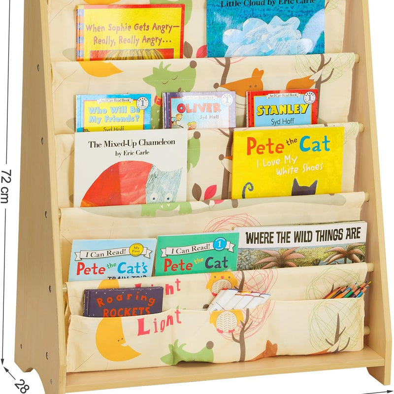 Songmics GKR71YL 4 Tier Fabric Shelving Unit for Children, Maple Finish, Multicoloured, 62 x 28 x 72 cm