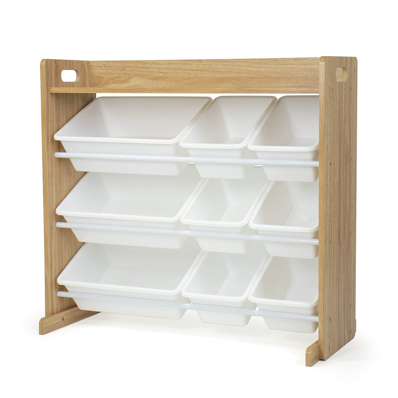 Humble Crew Kids Storage Shelf Organizer Toy Storage Rack with 9 Storage Boxes, White/White
