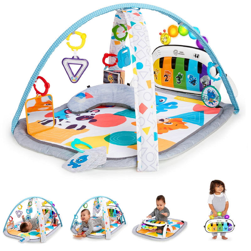 Baby Einstein, Kickin' Tunes 4 in 1 Kids Music Multi-Activity Gym with Piano, 70+ Sounds, 25+ Minutes Music and Lights, Play Arch, 7 Removable Toys, 4 Languages, for Babies