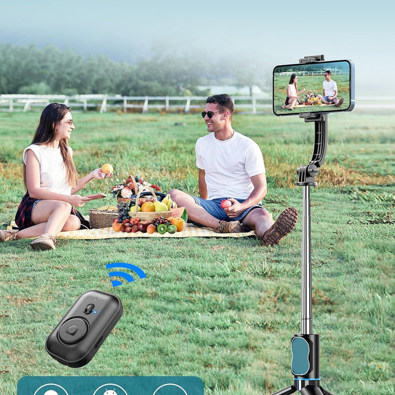 QIRITA Selfie Stick, 41 Inch Extendable Selfie Stick Tripod for Smartphone with Detachable Clip & Wireless Remote Control, 360° Rotation Selfie Stick Compatible with iPhone/Android/Samsung/GoPro