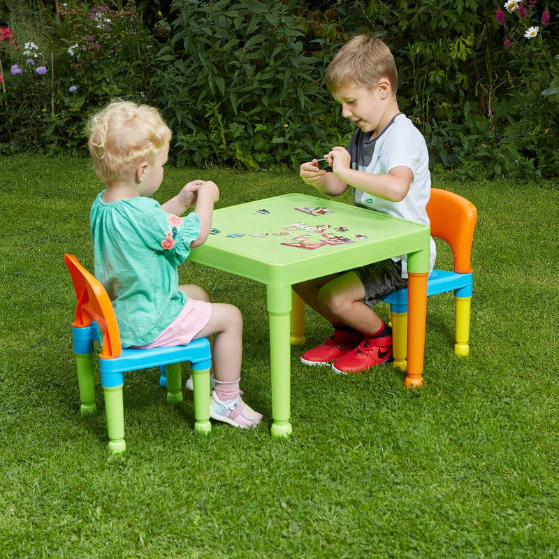 Liberty House Toys - Children's Play Table with 2 Chairs, Plastic, Multicoloured