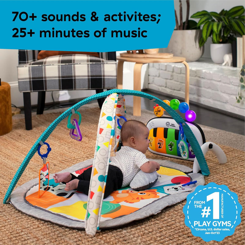 Baby Einstein, Kickin' Tunes 4 in 1 Kids Music Multi-Activity Gym with Piano, 70+ Sounds, 25+ Minutes Music and Lights, Play Arch, 7 Removable Toys, 4 Languages, for Babies