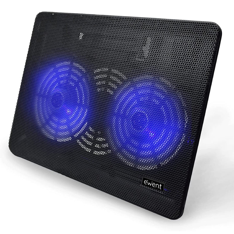 Ewent EW1259 Laptop Cooling System Stand for Notebook, MacBook 15.6 / 17 Inch with 5 Quiet Fans with Adjustable Speed and LED Light, 30 x 37 x 3.8 cm