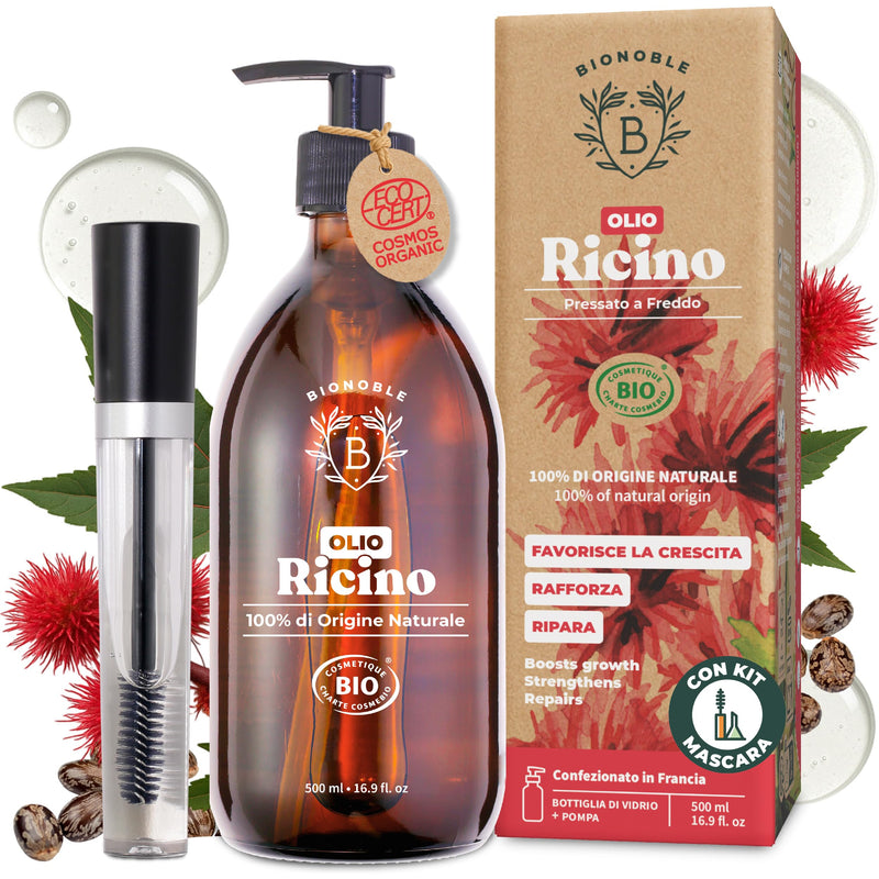 BIONOBLE Rosemary Oil for Organic Hair - Stimulates Growth and Reduces Loss - Rosemary, Castor, Argan and Jojoba Essential Oil - Rosemary Oil for Hair Growth - Glass Bottle + Pipette - 50 ml