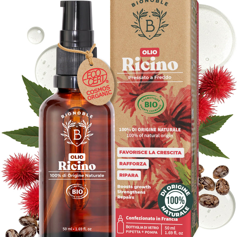 BIONOBLE Rosemary Oil for Organic Hair - Stimulates Growth and Reduces Loss - Rosemary, Castor, Argan and Jojoba Essential Oil - Rosemary Oil for Hair Growth - Glass Bottle + Pipette - 50 ml